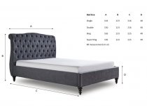 Middleton bedstead in dark grey fabric