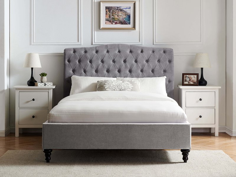 Middleton bedstead in light grey fabric