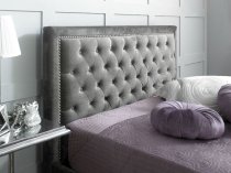 Ashdown bedstead in mink velvet finish fabric