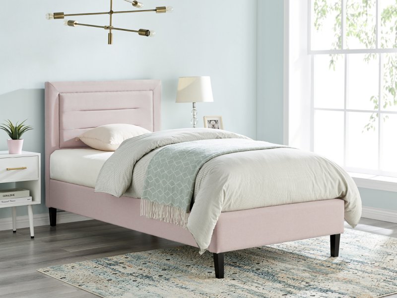 Kielder bedstead in pink fabric